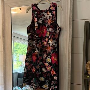 Sam Edelman Black Dress with Vibrant Floral Embroidery